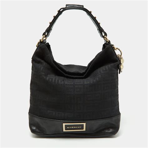 Givenchy Black Monogram Canvas and Leather Hobo 